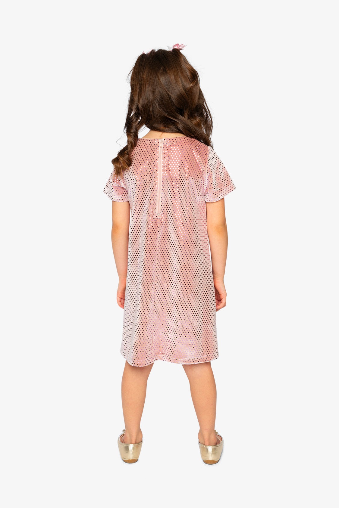 Short Sleeve A Line Dress Pink-3
