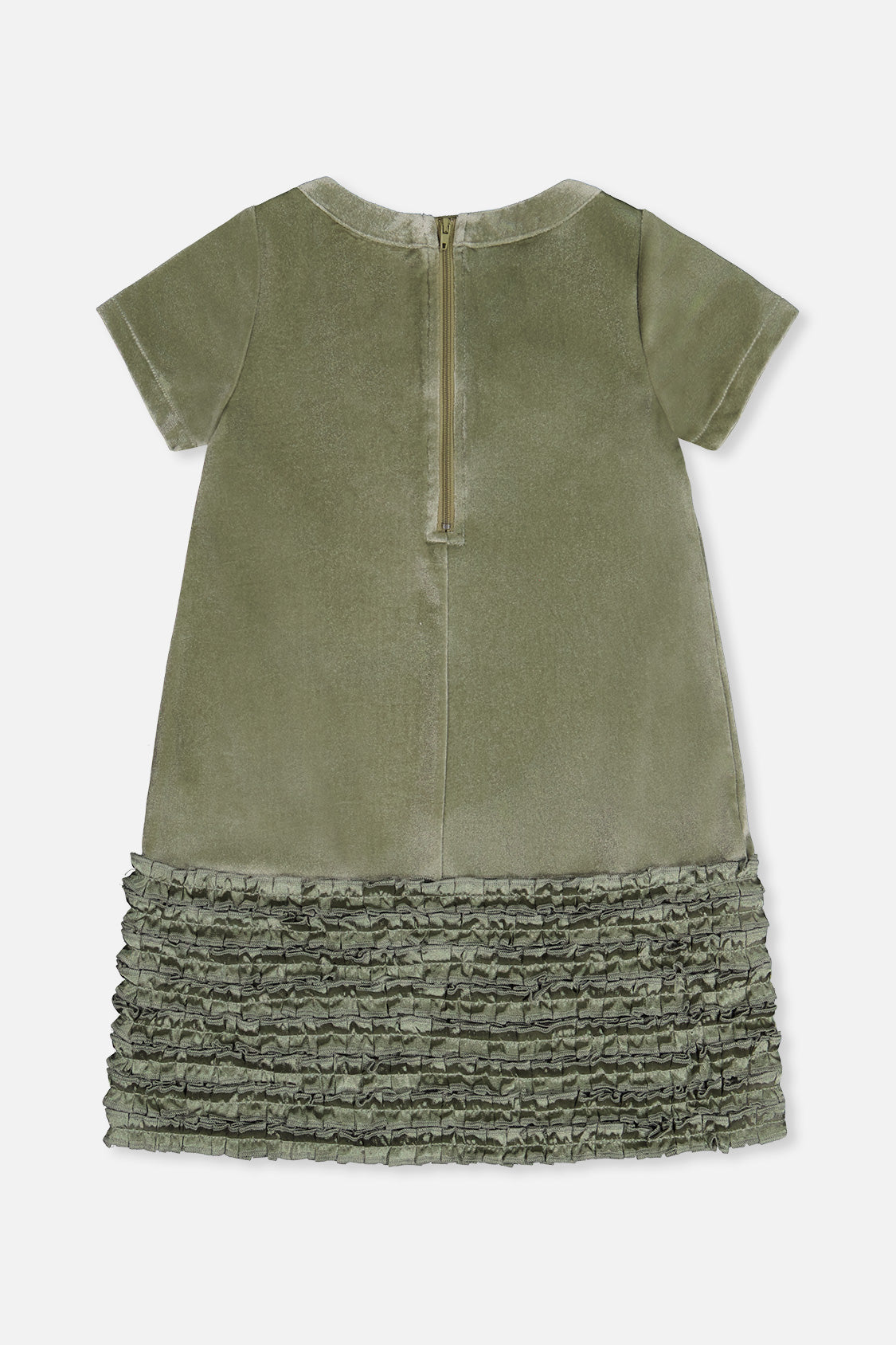 Deux par Deux Short Sleeve A Line Dress With Bow Greyish Green