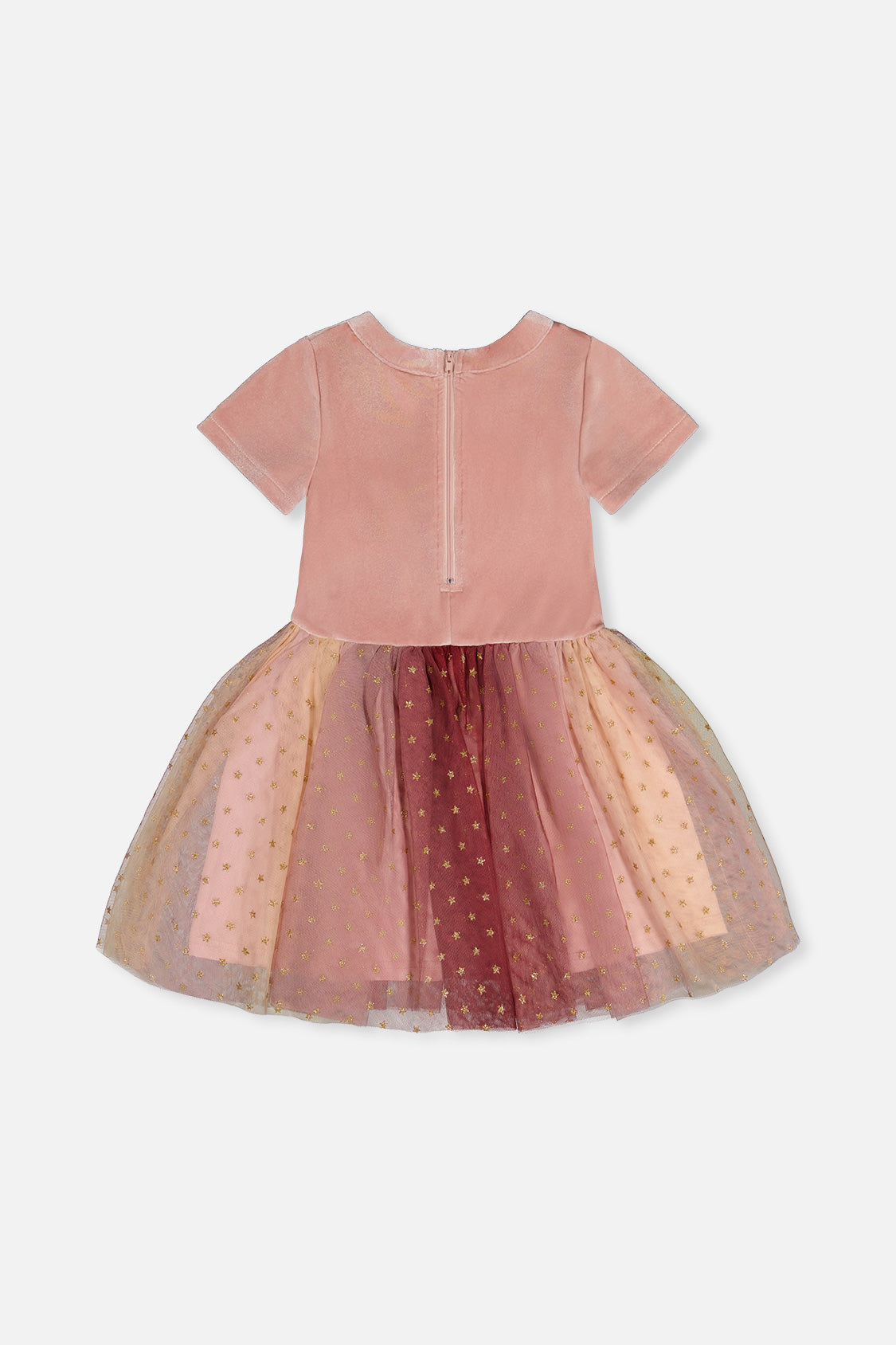 Deux par Deux Bi-Material Dress With Gradient Print Skirt Pink