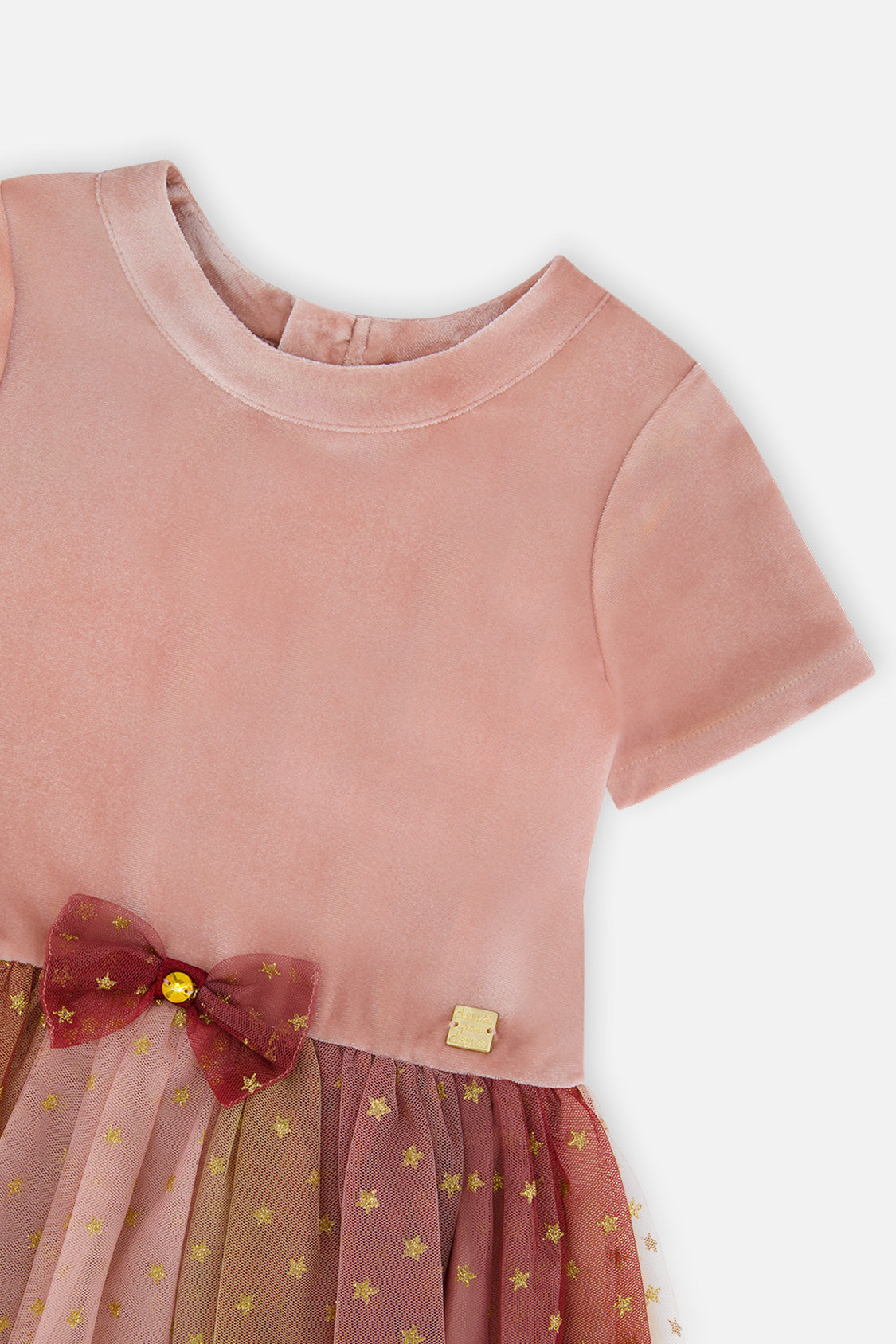Deux par Deux Bi-Material Dress With Gradient Print Skirt Pink