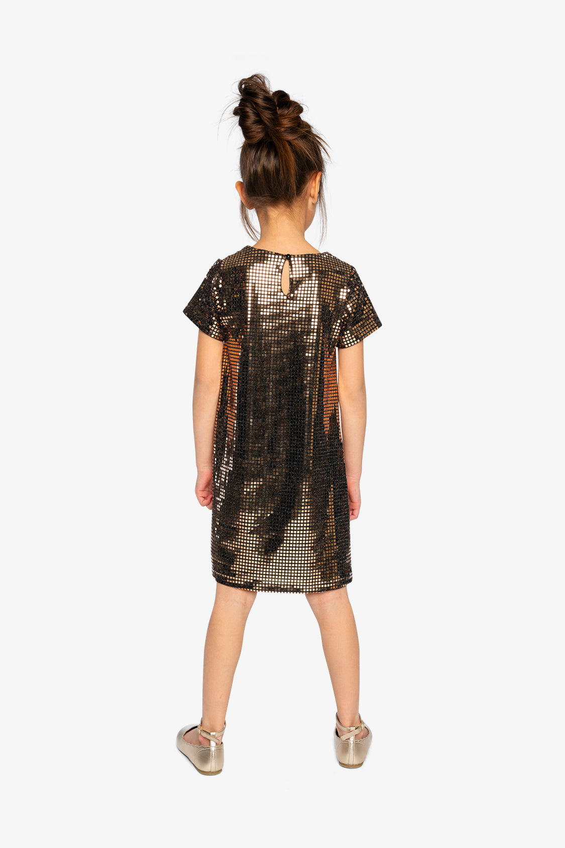 Short Sleeve A Line Dress Beige-4