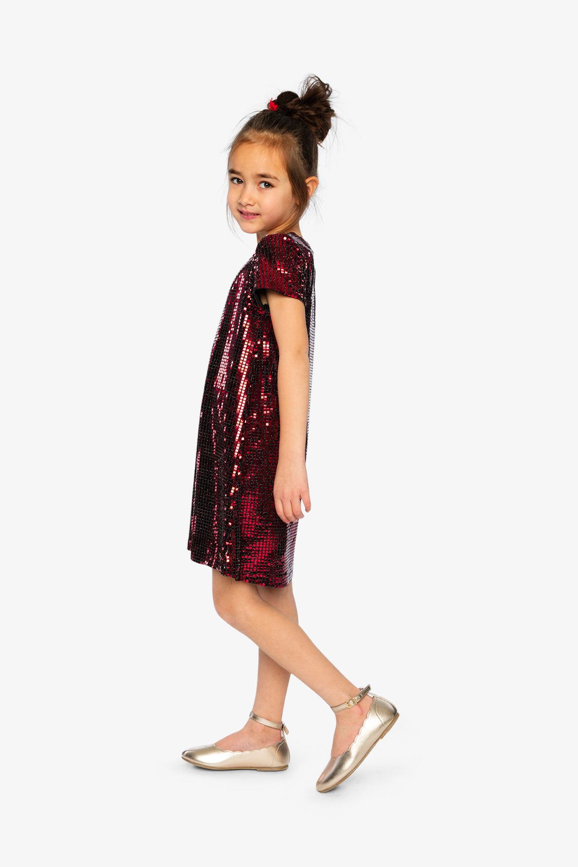 Short Sleeve A Line Dress Red-2