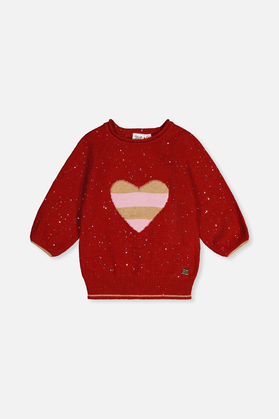 3/4 Sleeve Knitted Sweater Red-0