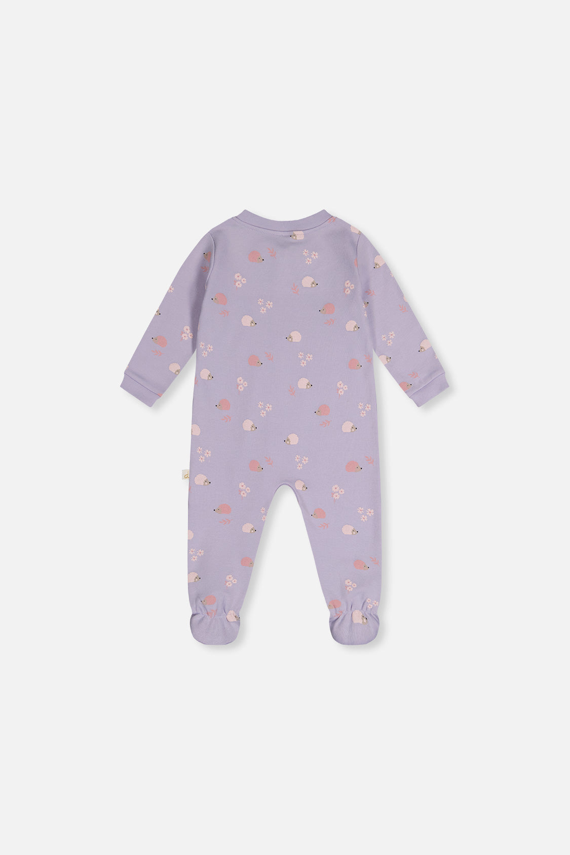 Baby Organic Cotton One Piece Pajama Purple Hedgehog Print-1