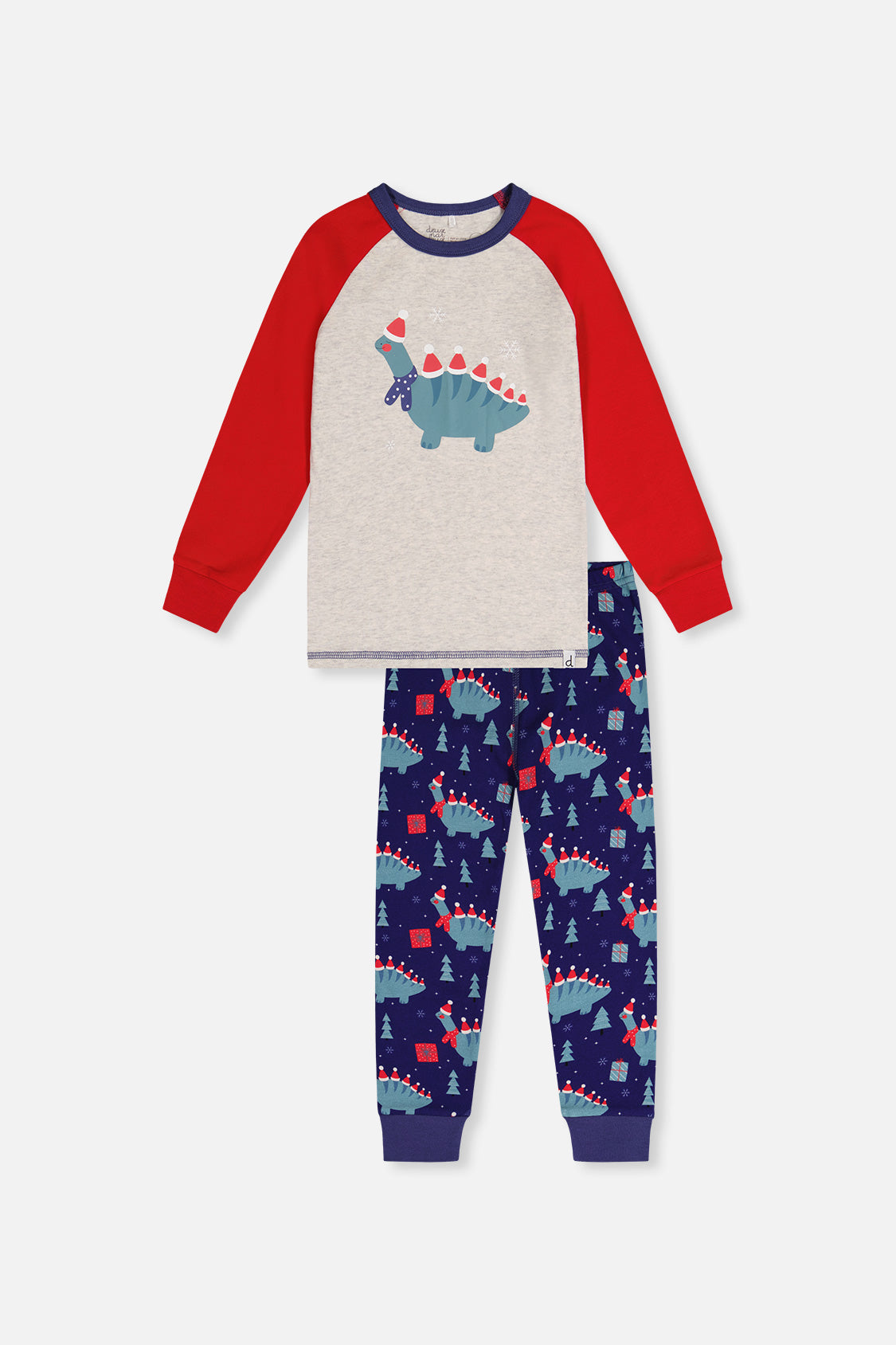 Organic Cotton Two Piece Pajama Set Blue Dinosaur Print-0
