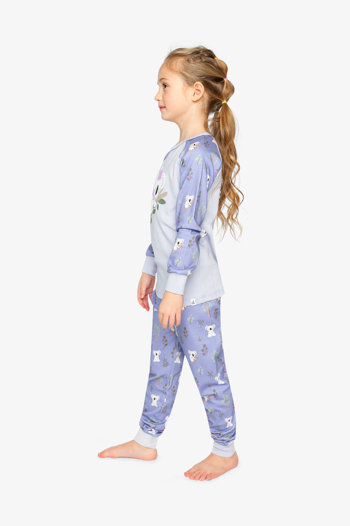 Organic Cotton Two Piece Pajama Set Purple Koala Print-2
