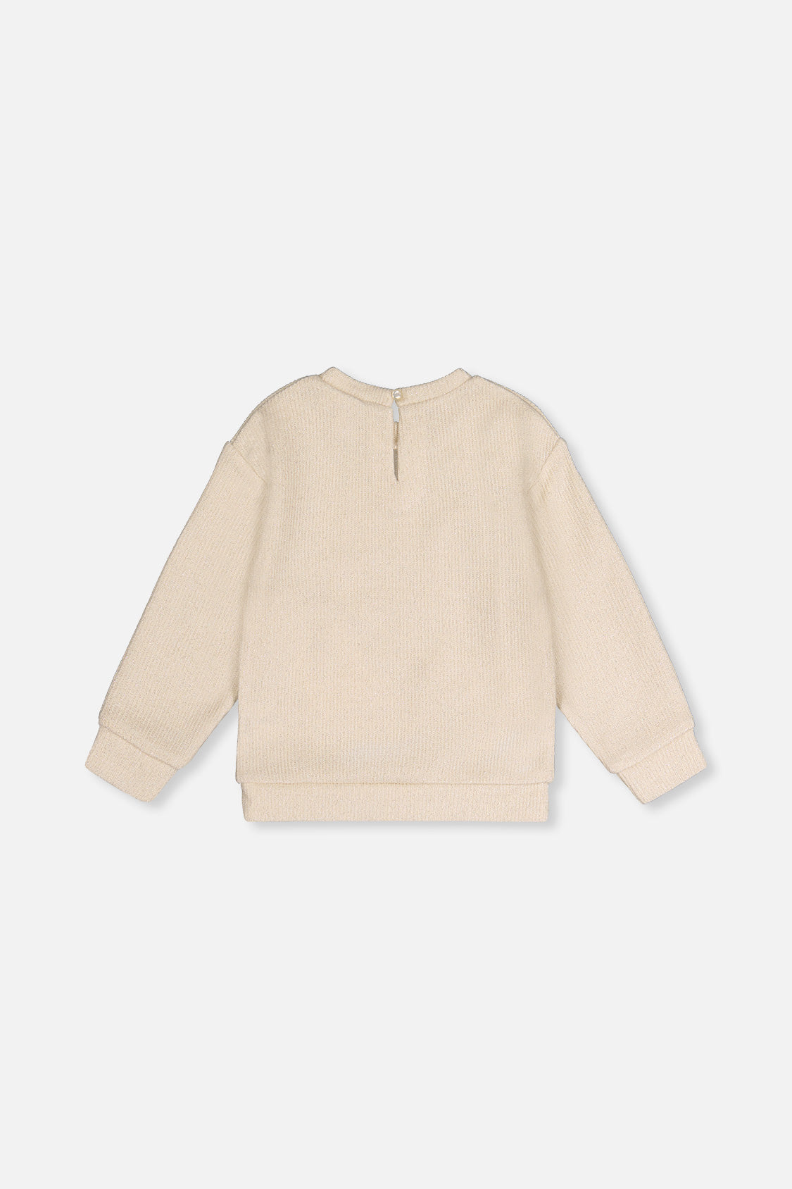 Deux par Deux beige knit pullover, flat lay back view