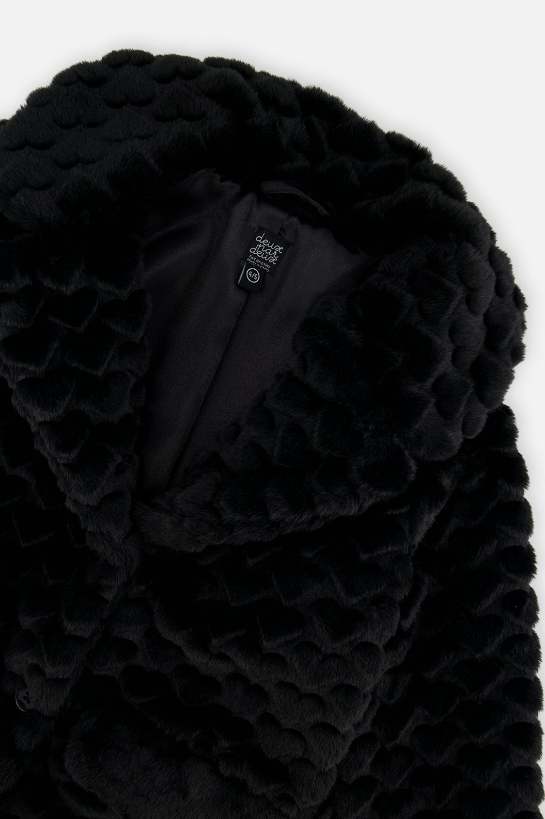Deux par Deux Faux Fur Long Coat Black