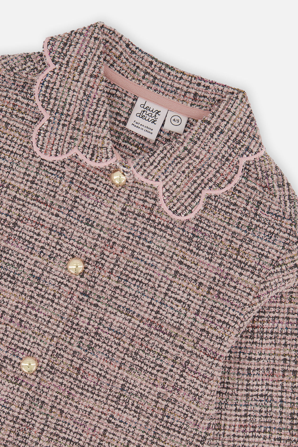 Deux par Deux Short Jacket Pink And Black Knit
