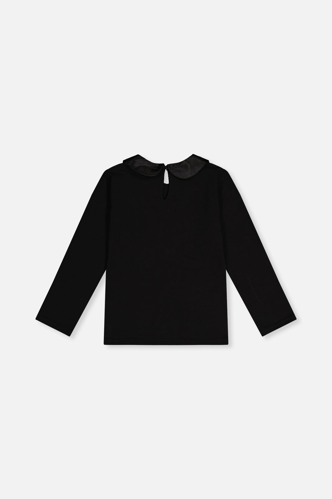 Organic Cotton T-Shirt With Peter Pan Collar Black-2