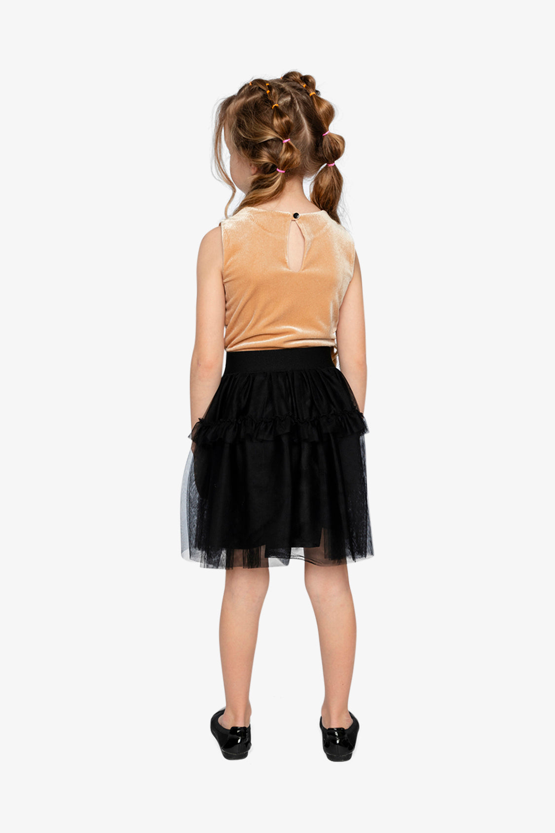 Bi-Material Sleeveless Dress Beige And Black-3