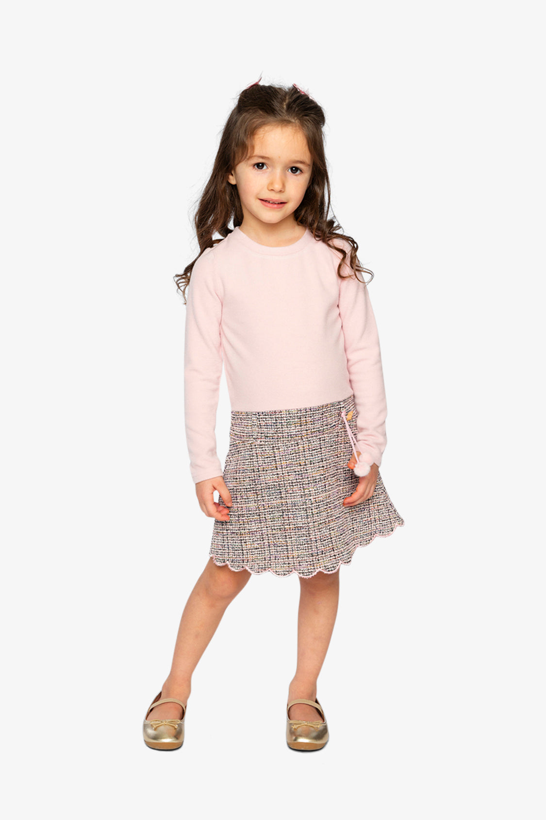 Bi-Material Dress Pink And Black Knit-1
