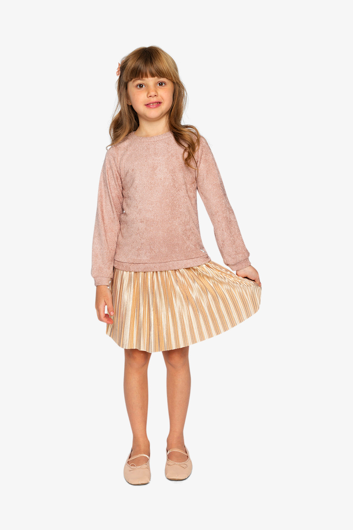 Bi-Material Dress Dusty Pink-2