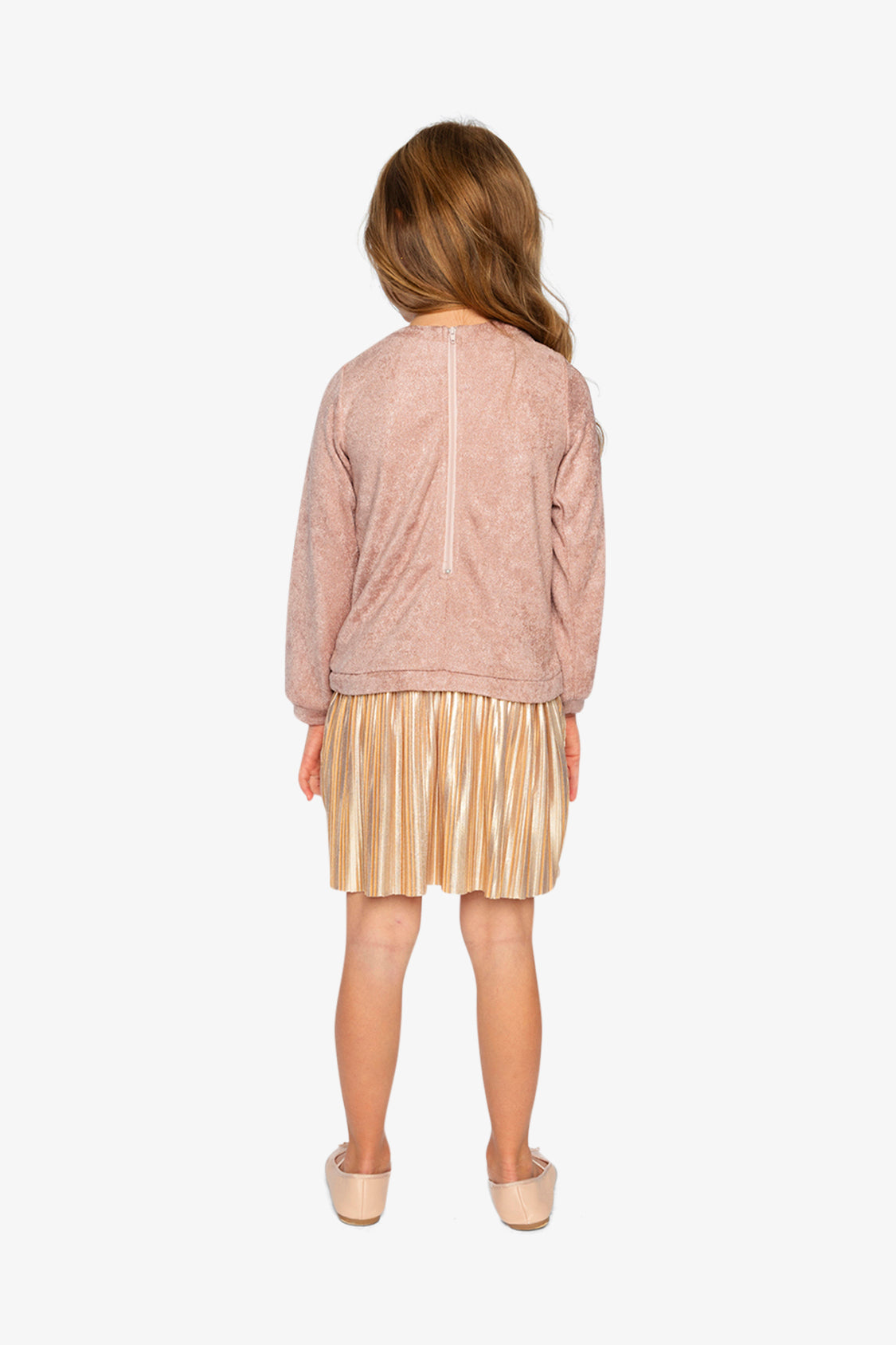 Bi-Material Dress Dusty Pink-3