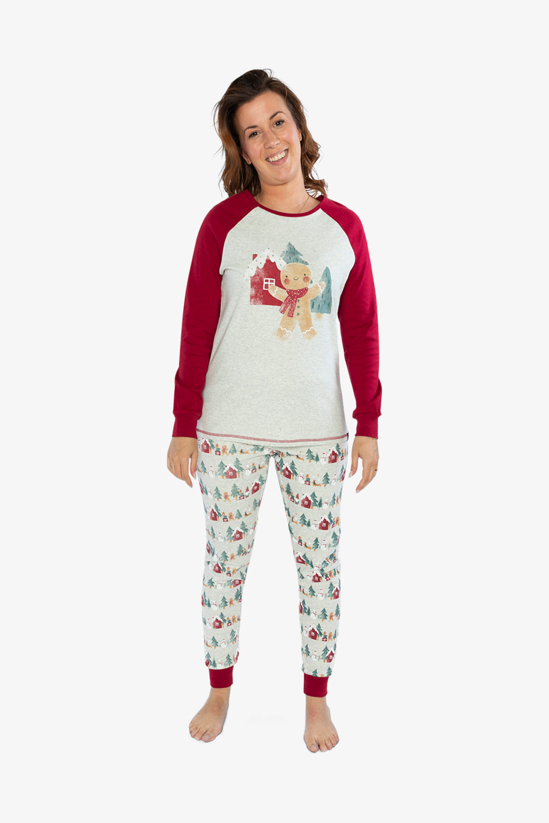 Women Two Piece Christmas Pajama Set Holiday Print-4