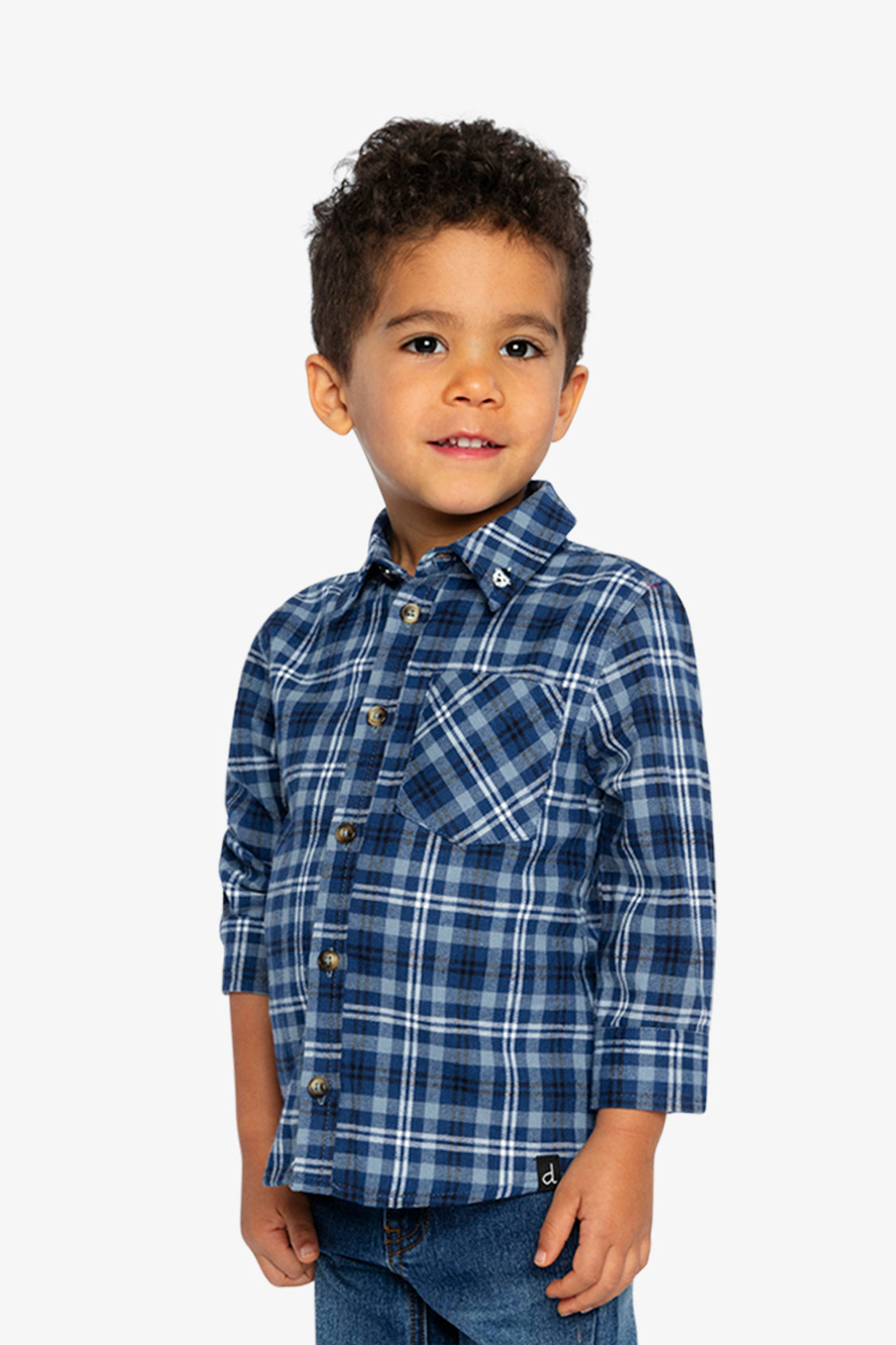Deux par Deux Plaid Shirt Blue And White