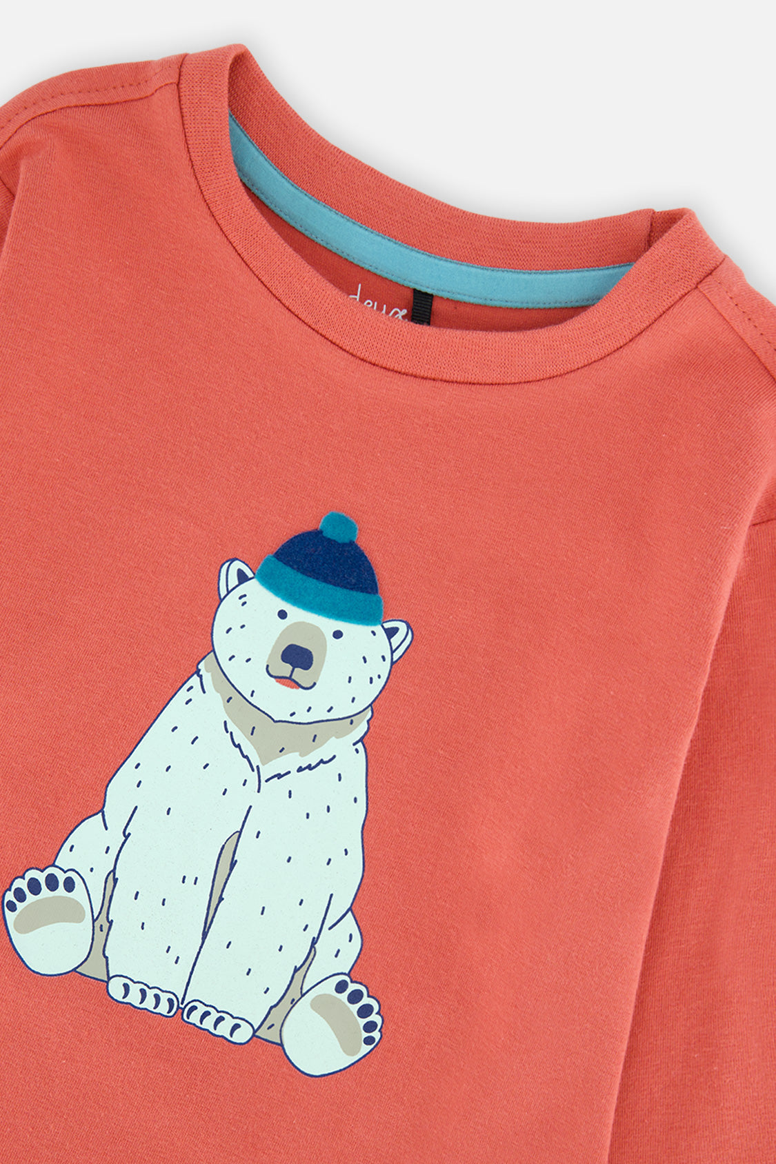 Deux par Deux Long Sleeve Organic Cotton T-Shirt Rose Orange