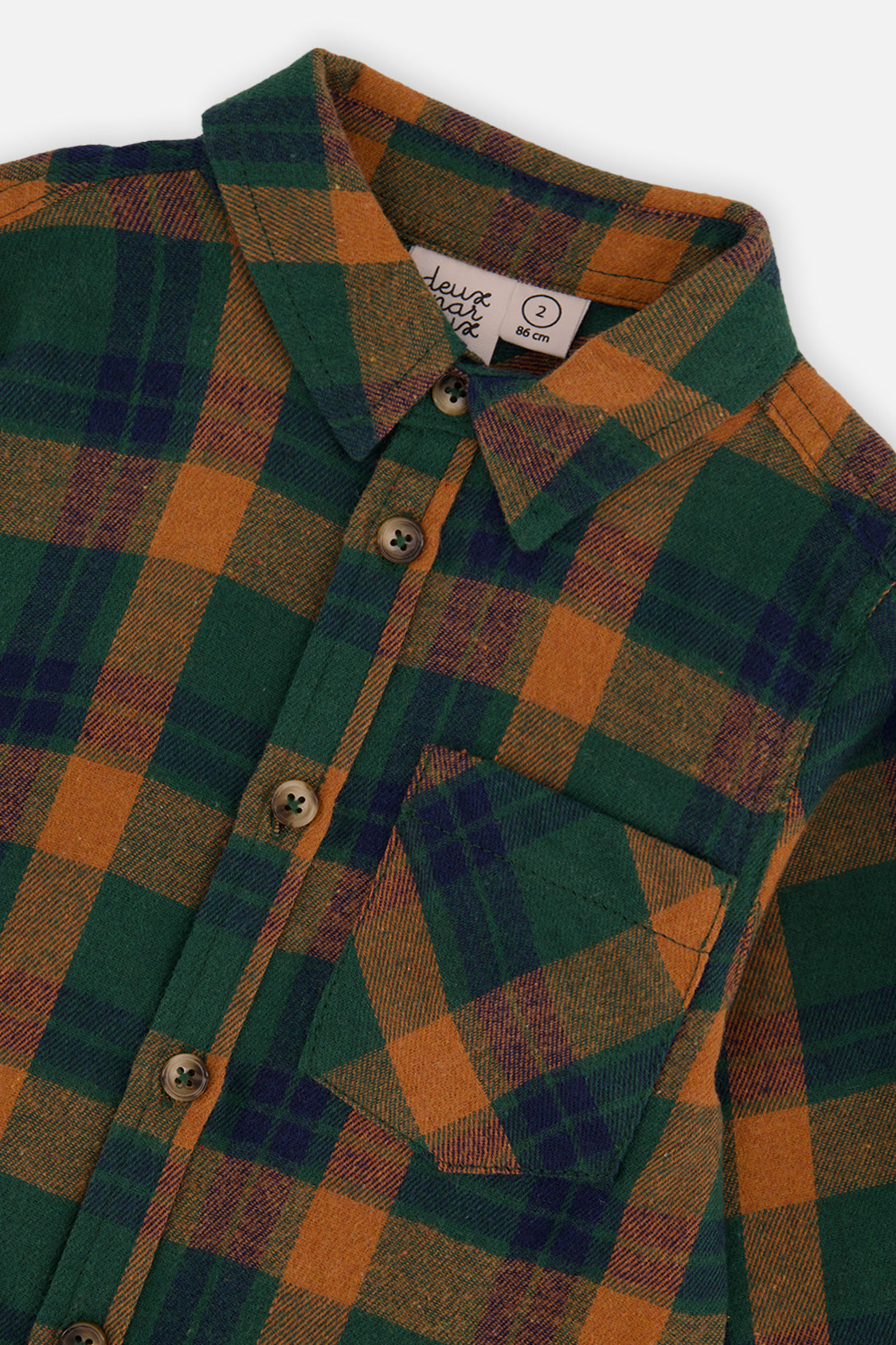 Deux par Deux Plaid Shirt Orange, Blue And Green