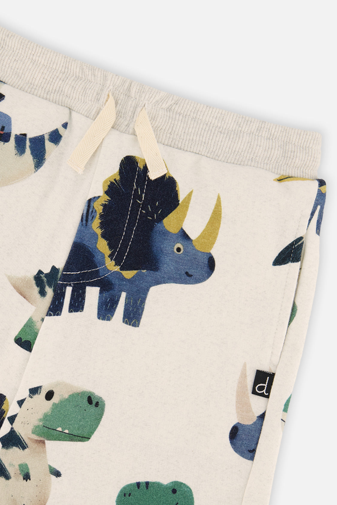 Deux par Deux Fleece Sweatpants Beige Dinosaur Print