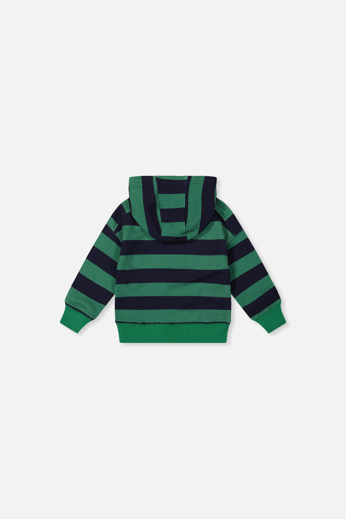 Baby Fleece Hoodie With Appliqué Blue Striped Green-3