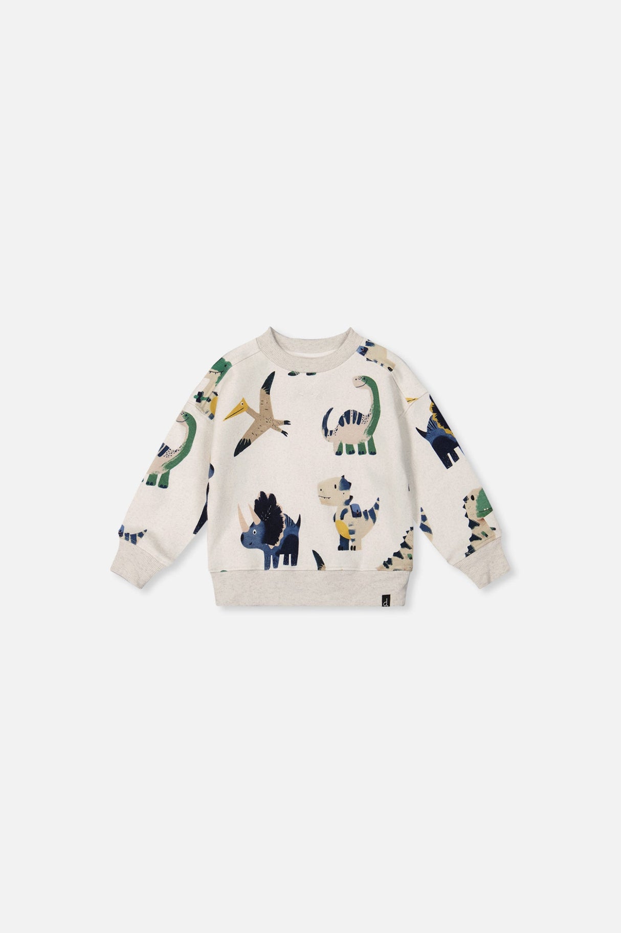 Baby Fleece Sweatshirt Beige Dinosaur Print-0