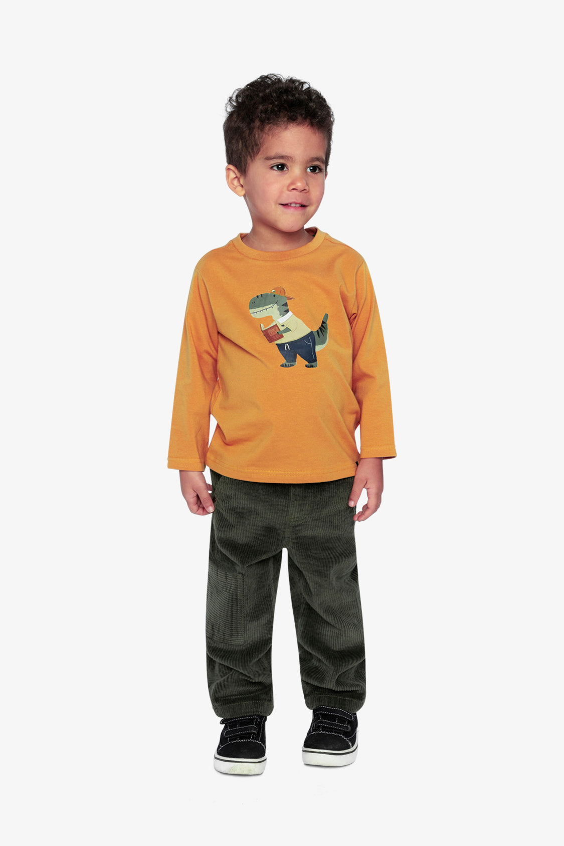Deux par Deux Long Sleeve Organic Cotton T-Shirt Mustard Yellow