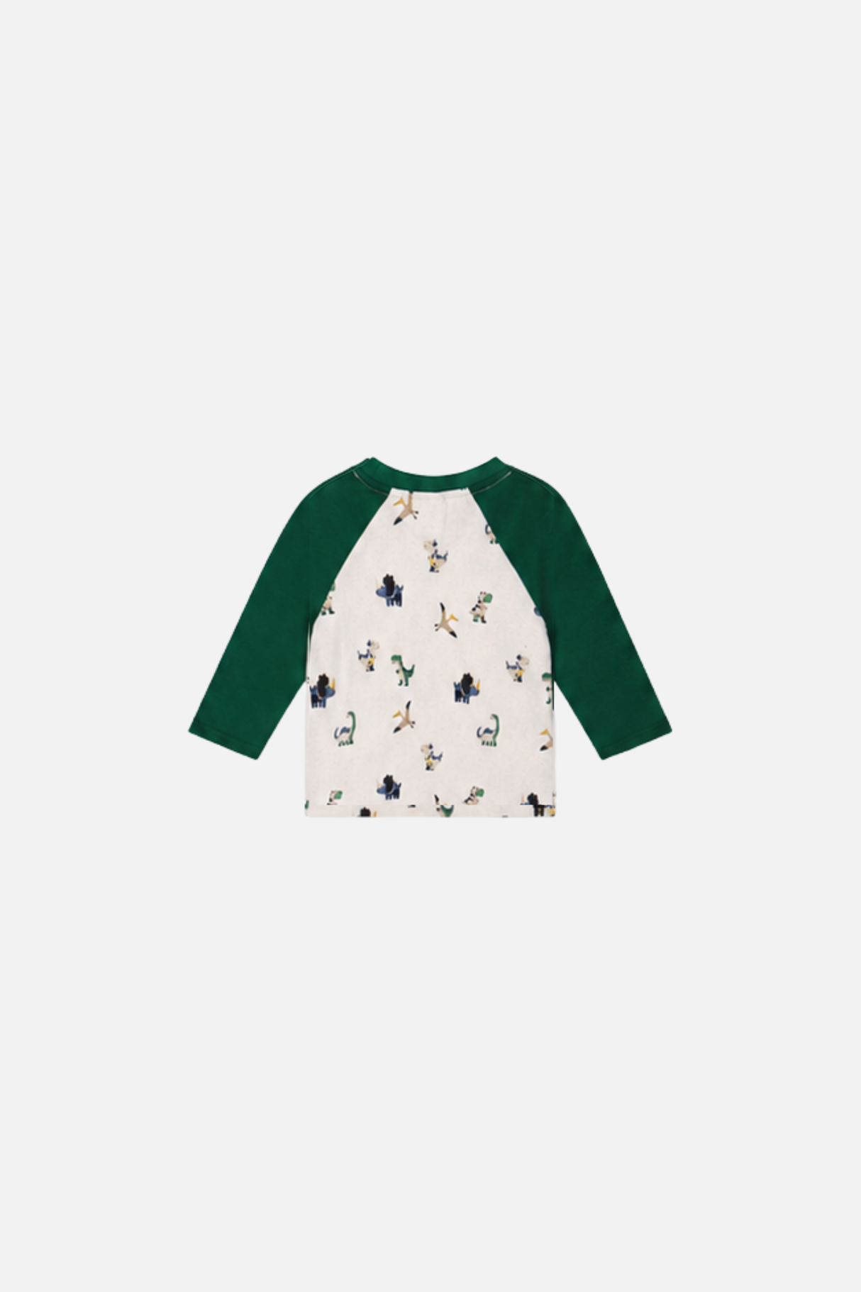 Baby Long Sleeve Raglan T-Shirt Beige Dinosaur Print-3