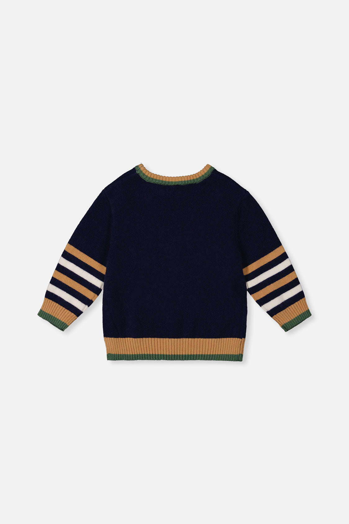 Deux par Deux Knit Sweater With Intarsia Dark Blue, Brown And Beige product image P2
