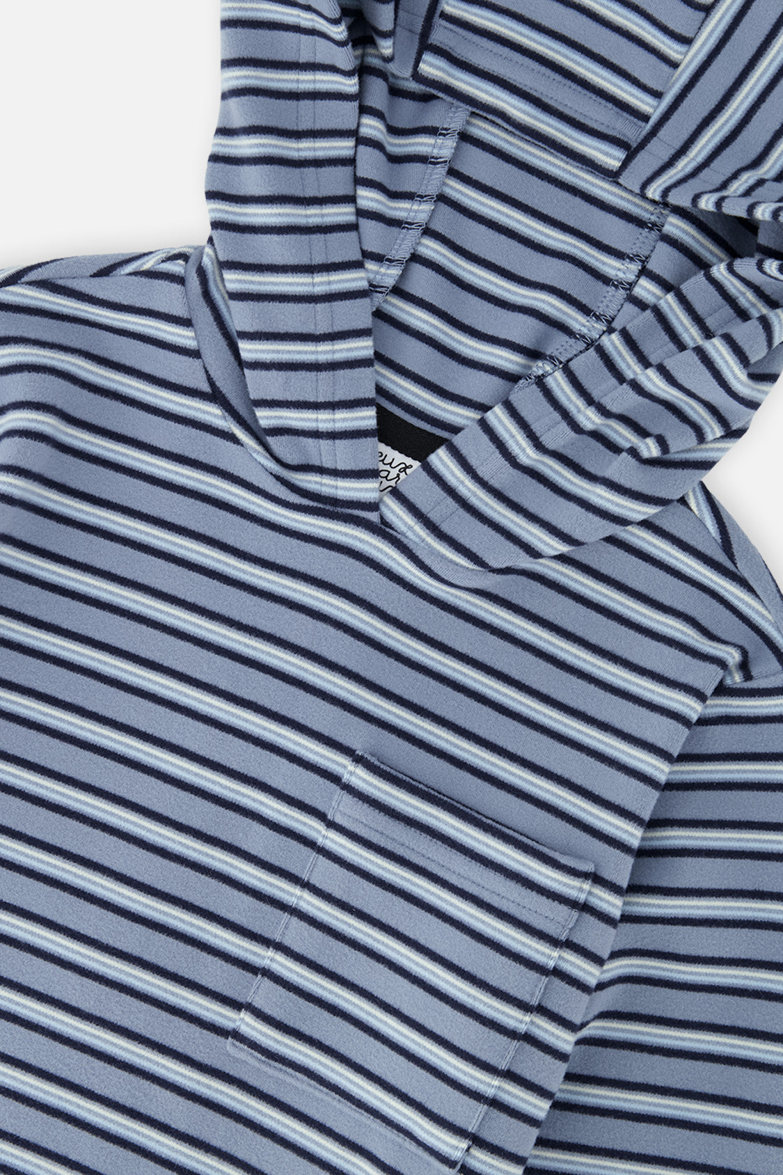 Deux par Deux Striped Brushed Jersey Hooded T-Shirt Blue And White
