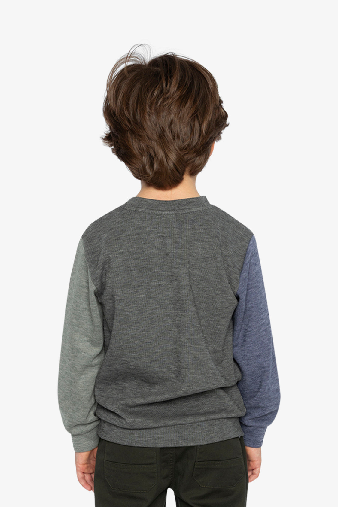 Colorblock Brushed Jersey Top With Chest Pocket Grey Brown-3