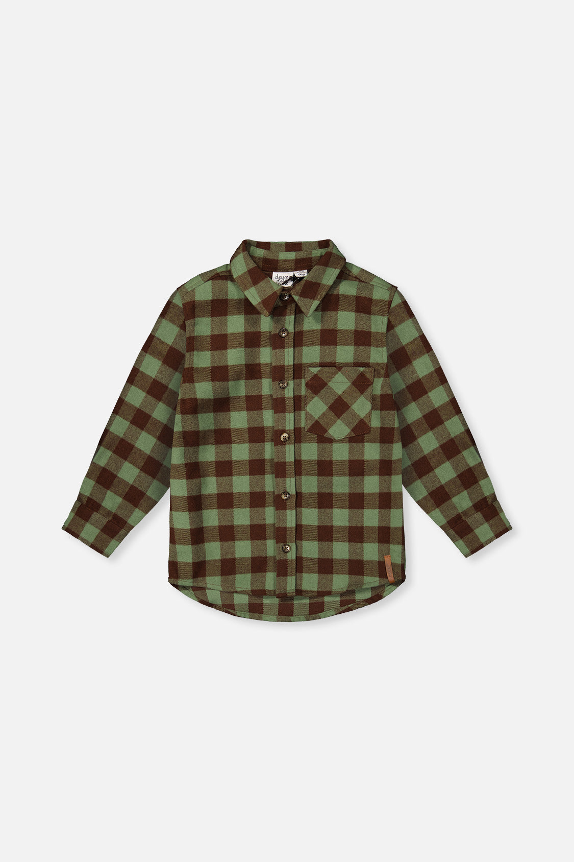Brushed Flannel Shirt Green And Brown Plaid-0