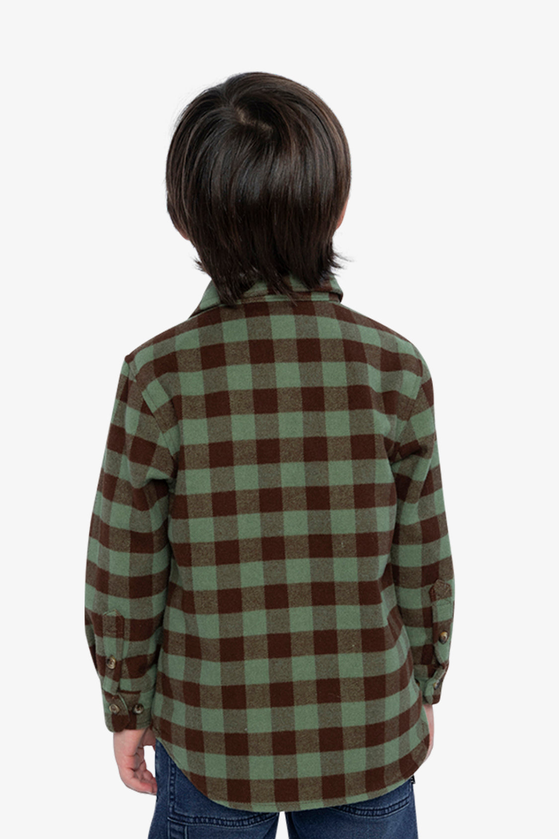Brushed Flannel Shirt Green And Brown Plaid-3