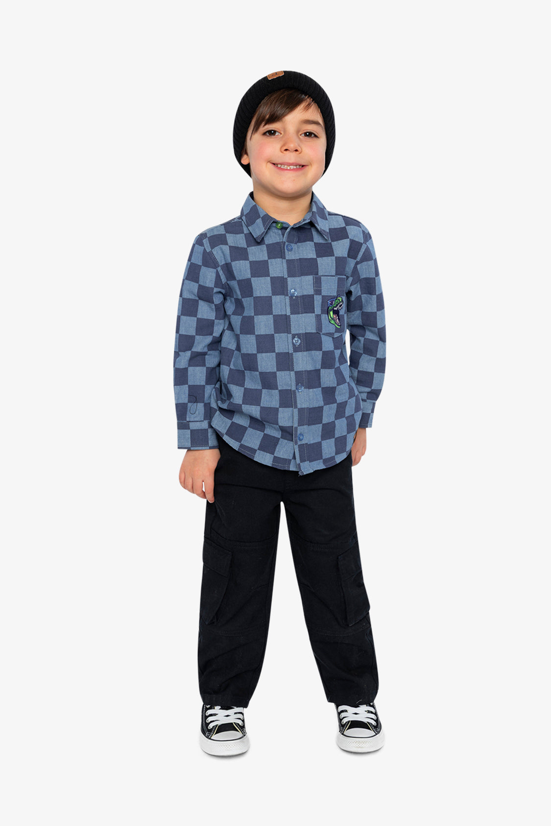 Chambray Shirt Blue Checkered Print-4