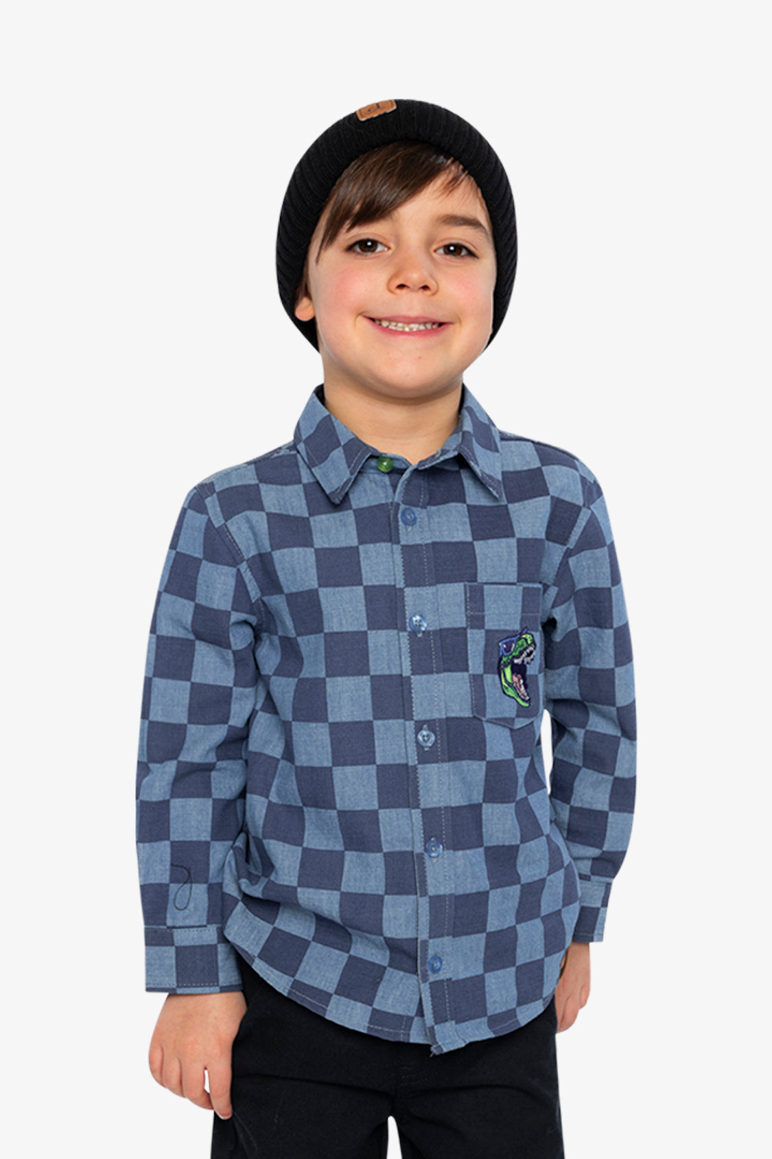 Chambray Shirt Blue Checkered Print-1