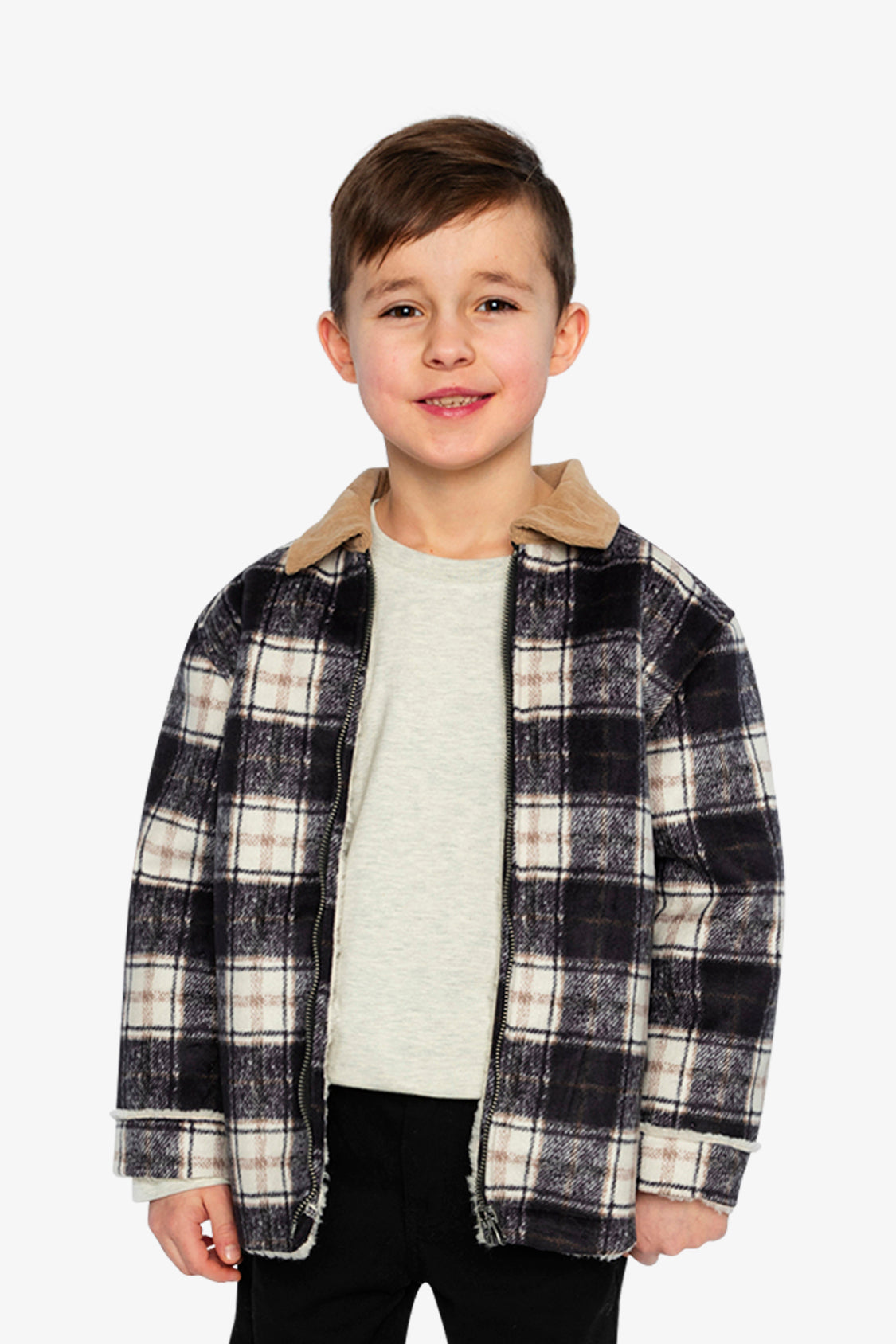 Brushed Plaid Zipped Jacket Blue And Beige Checks-1