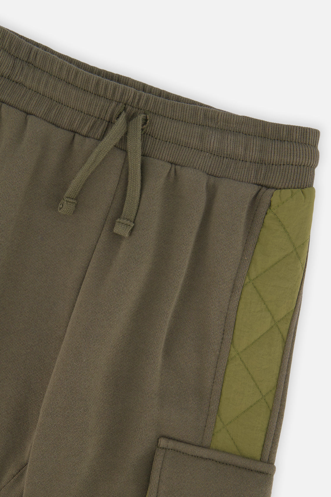 Deux par Deux Fleece Bi-Material Sweatpants With Pockets Green