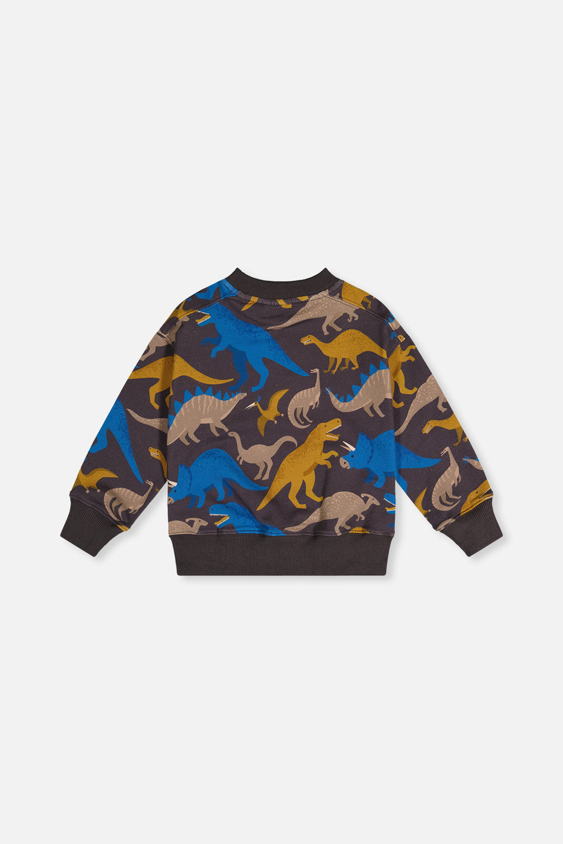 Deux par Deux Fleece Sweatshirt Grey Dinosaur Print