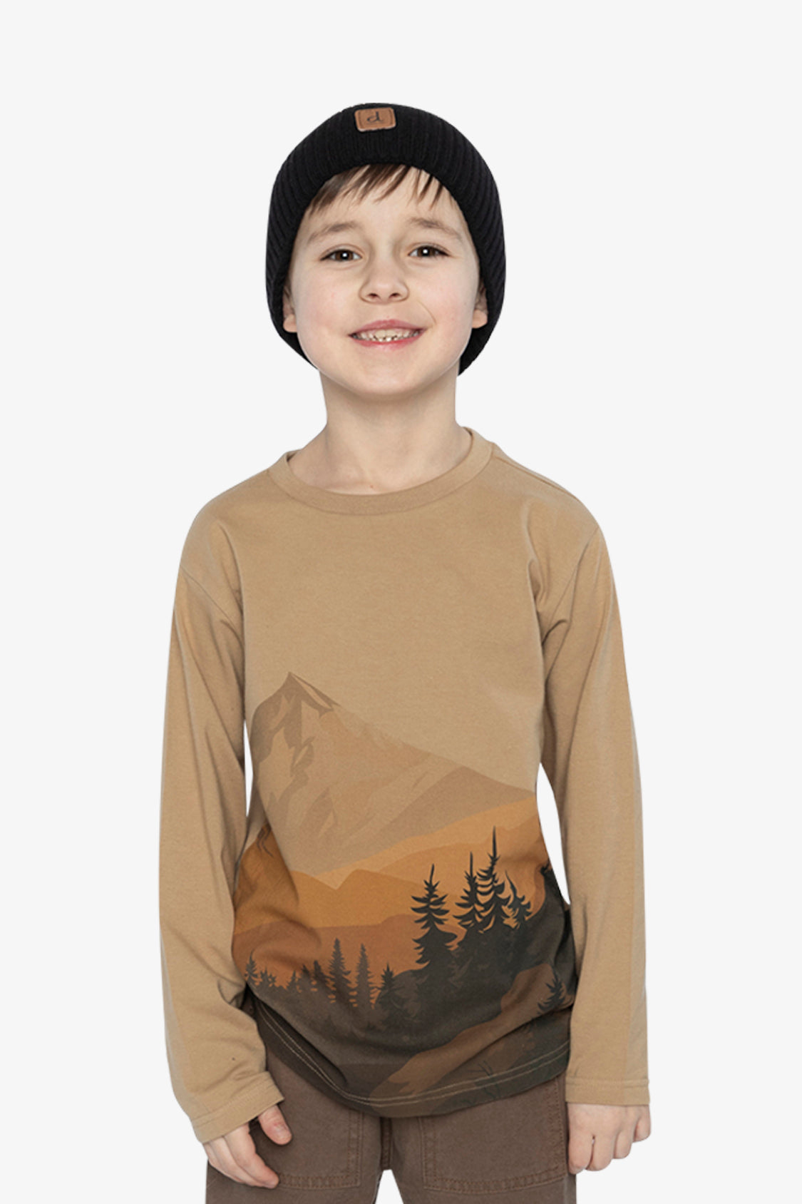 Long Sleeve Organic Cotton T-Shirt Beige-1