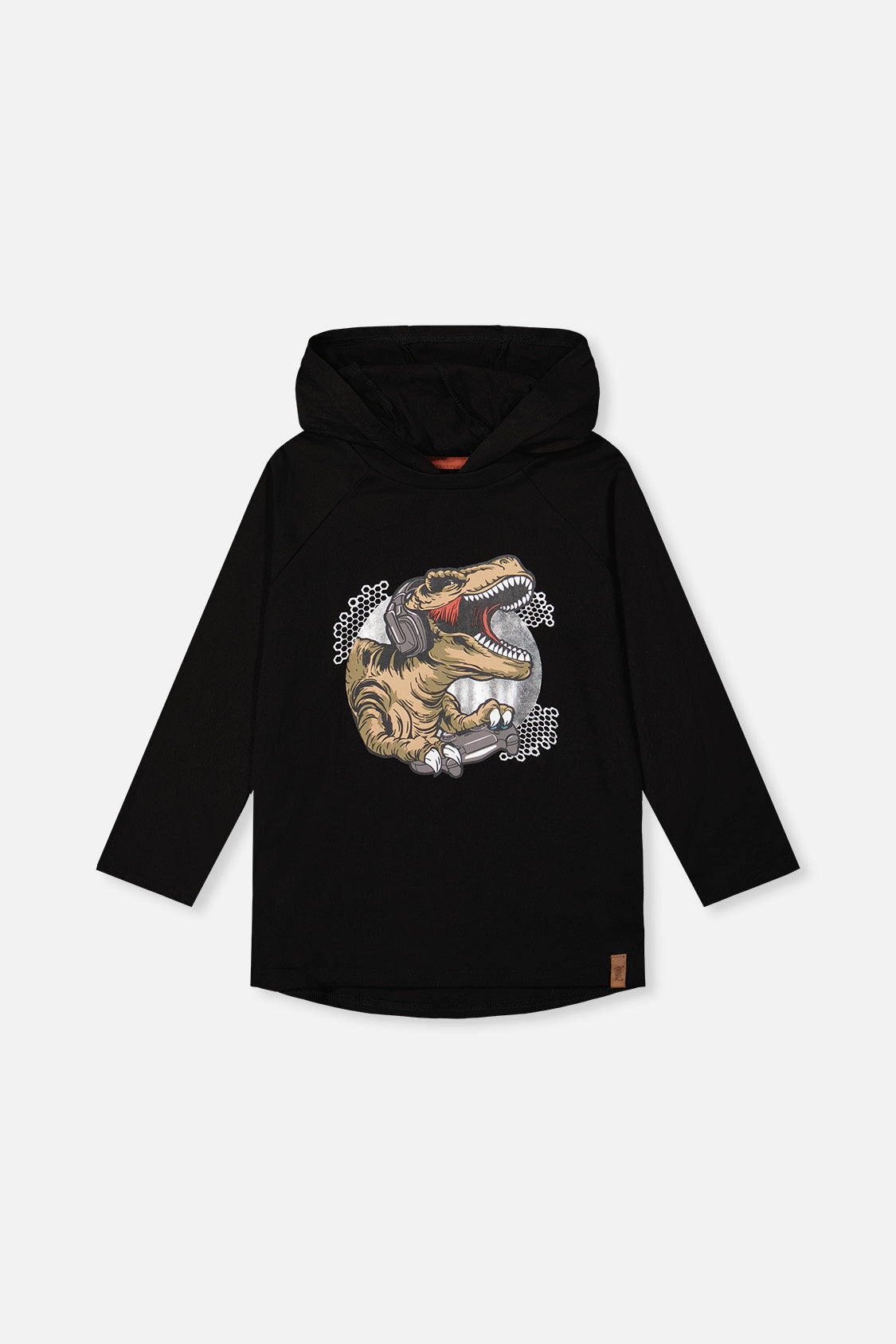 Raglan Hooded T-Shirt Black And Brown-0