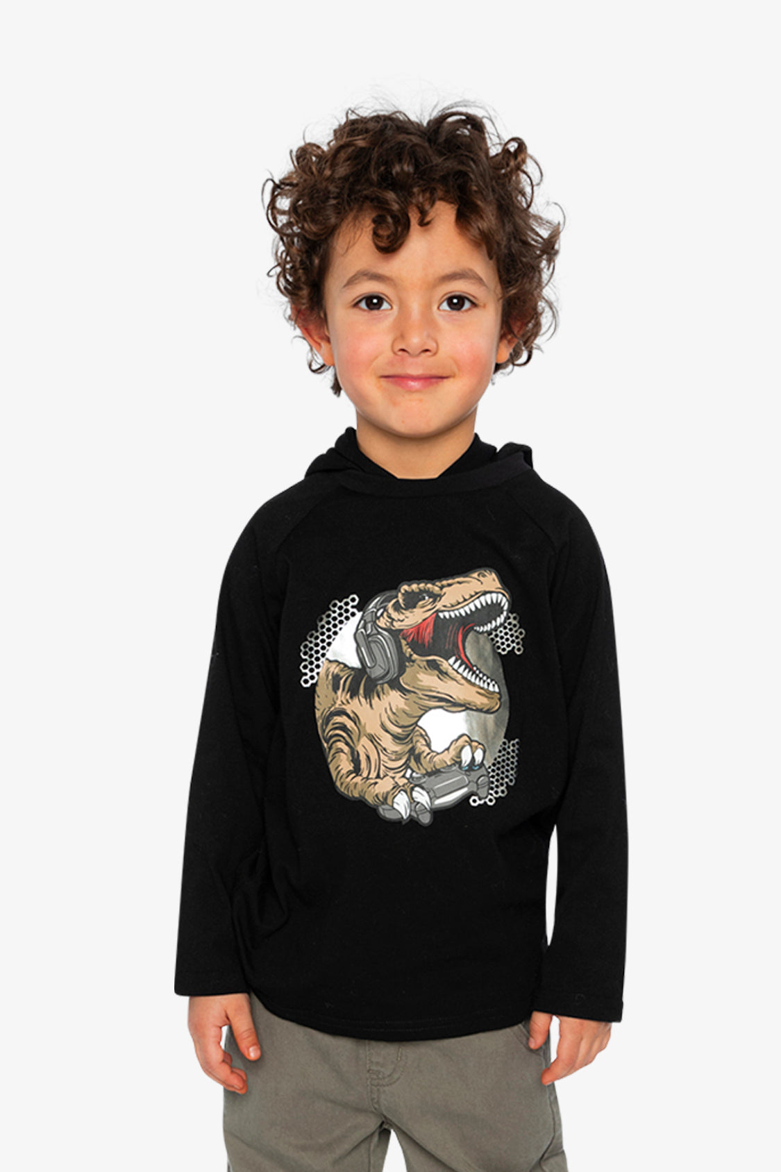 Raglan Hooded T-Shirt Black And Brown-1