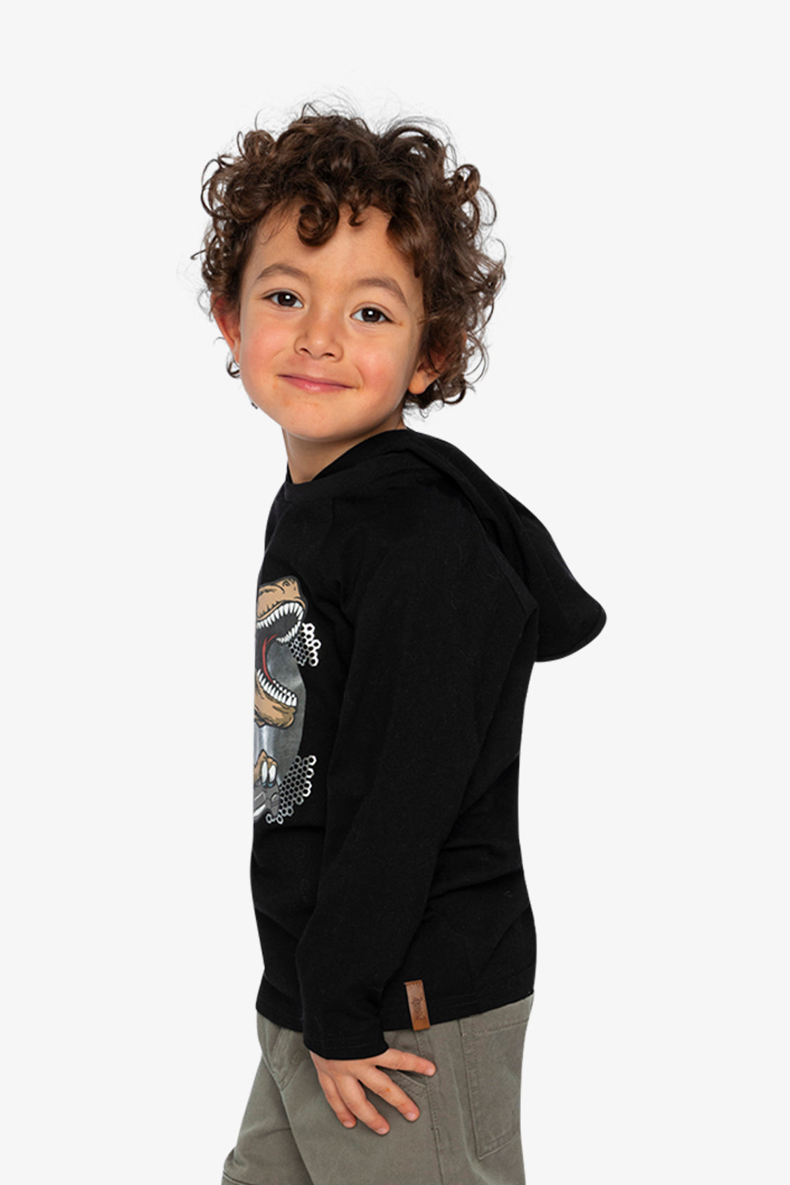 Raglan Hooded T-Shirt Black And Brown-2