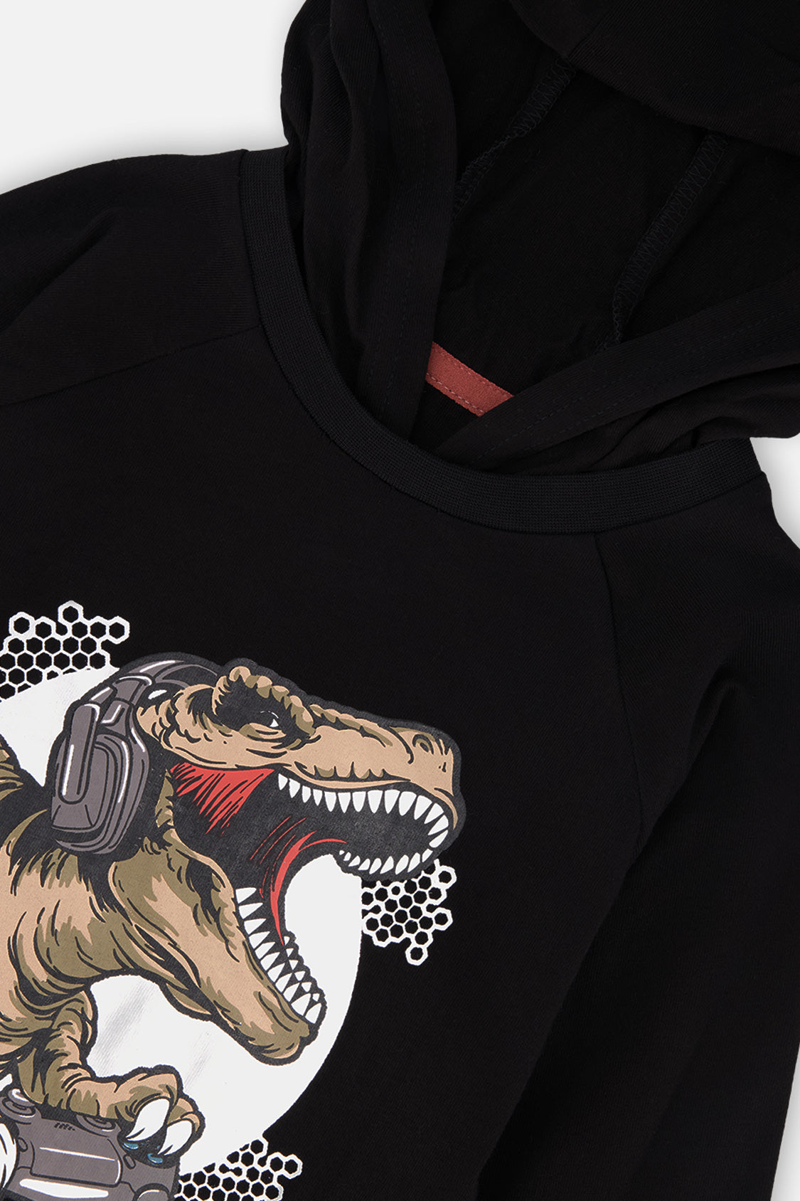 Deux par Deux Raglan Hooded T-Shirt Black And Brown