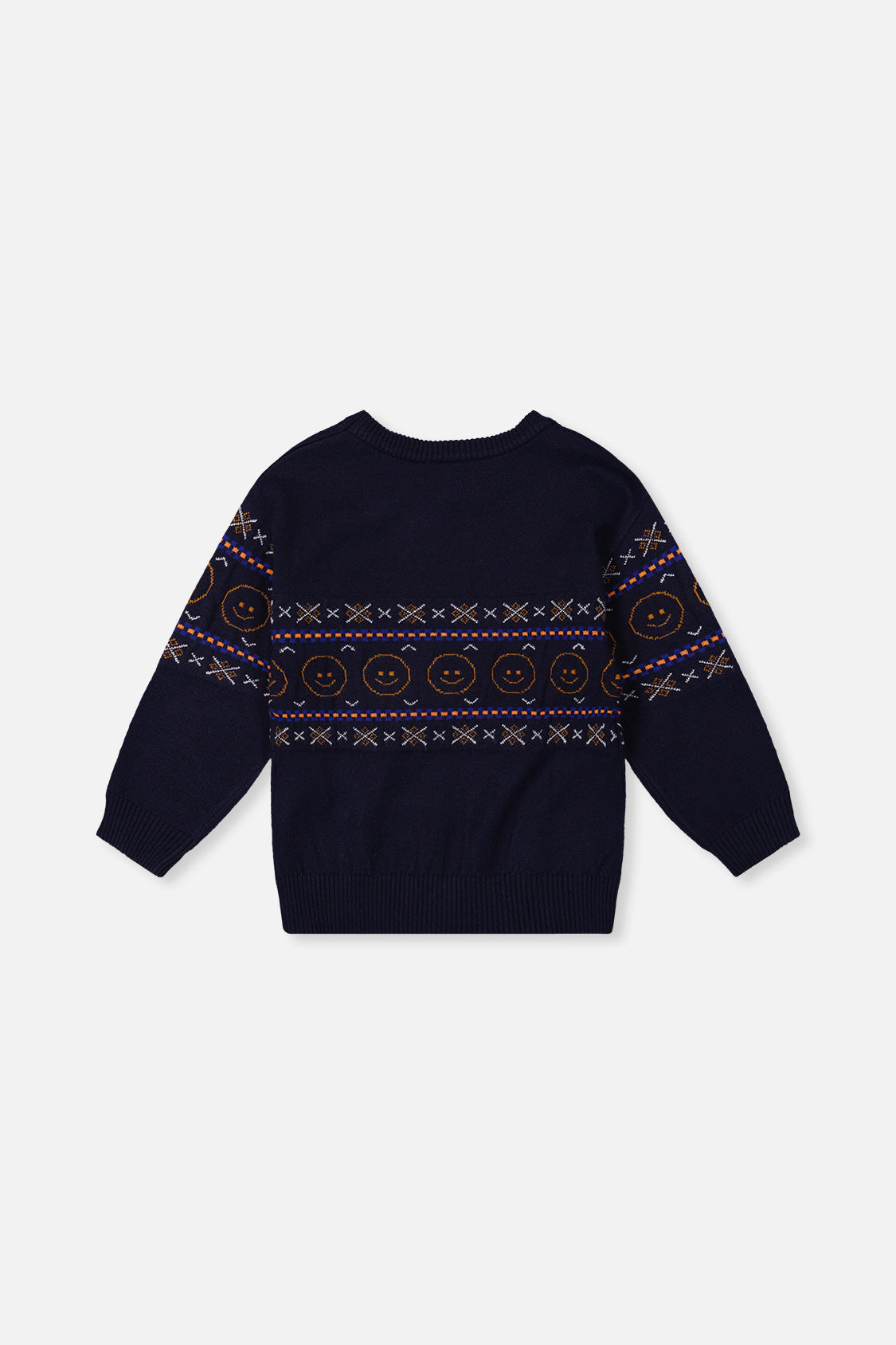 Deux par Deux dark blue jacquard sweater, back view