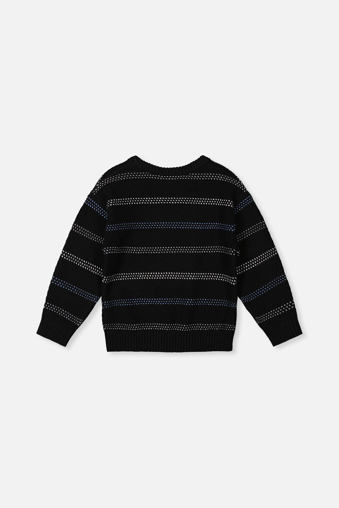 Deux par Deux black textured knit sweater, back view