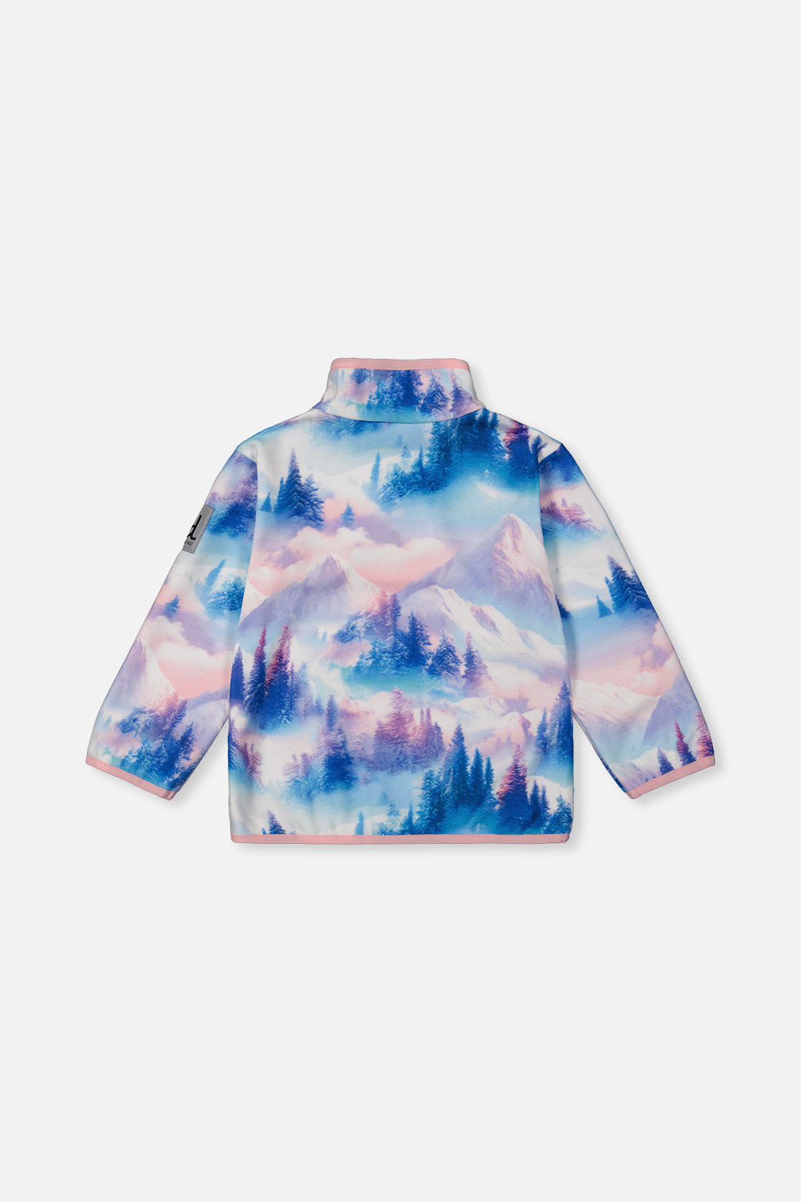 Mid-Season Plush Pop-Over Polar Jacket Blue And Pink Mountain Print-4