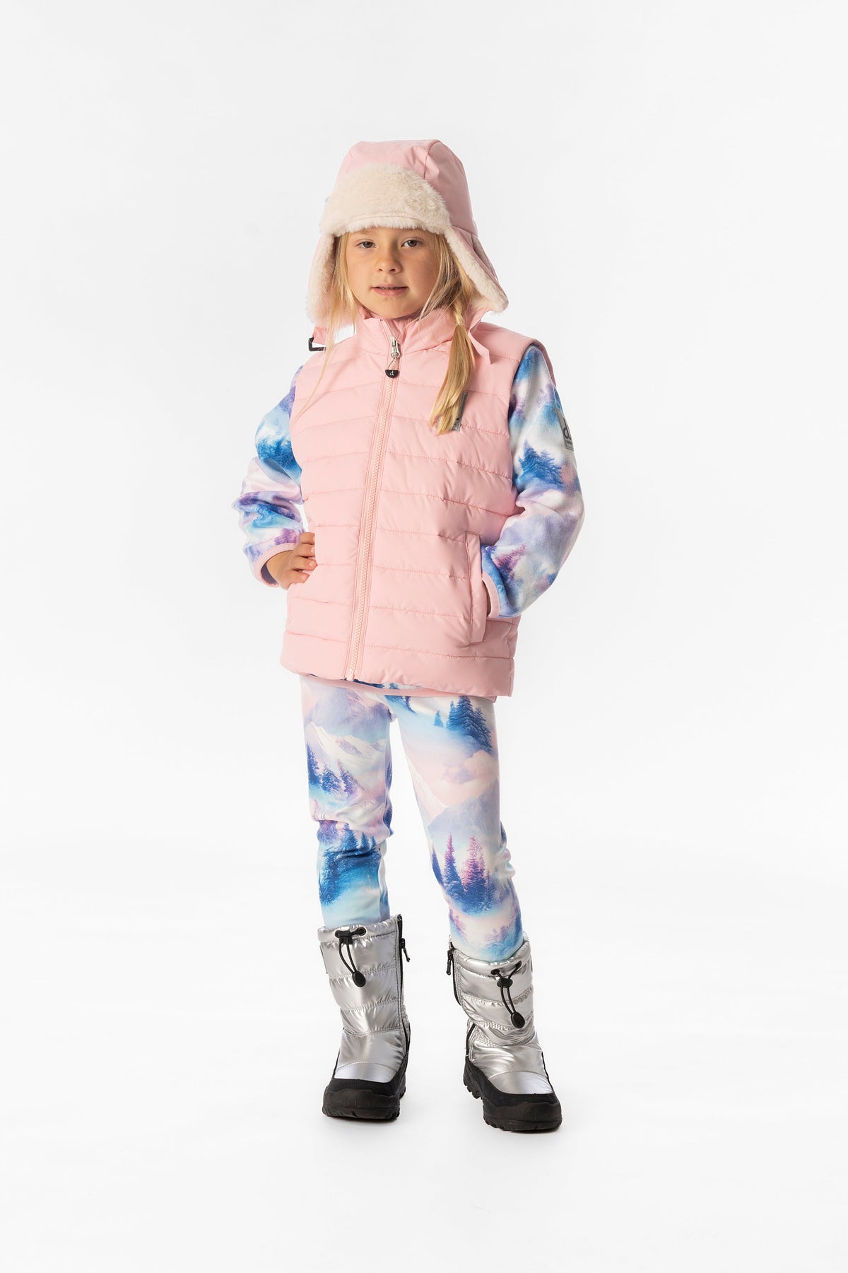 Sleeveless Quilted Mid-Season Vest Light Pink-1