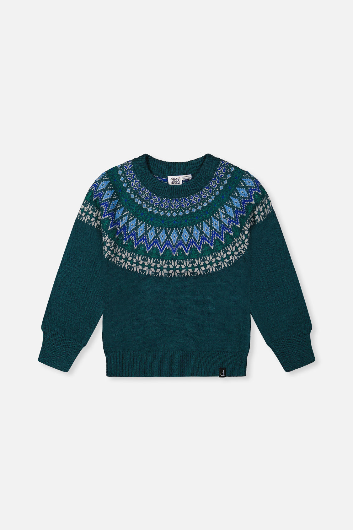 Knit Sweater With Nordic Jacquard Dark Green-0