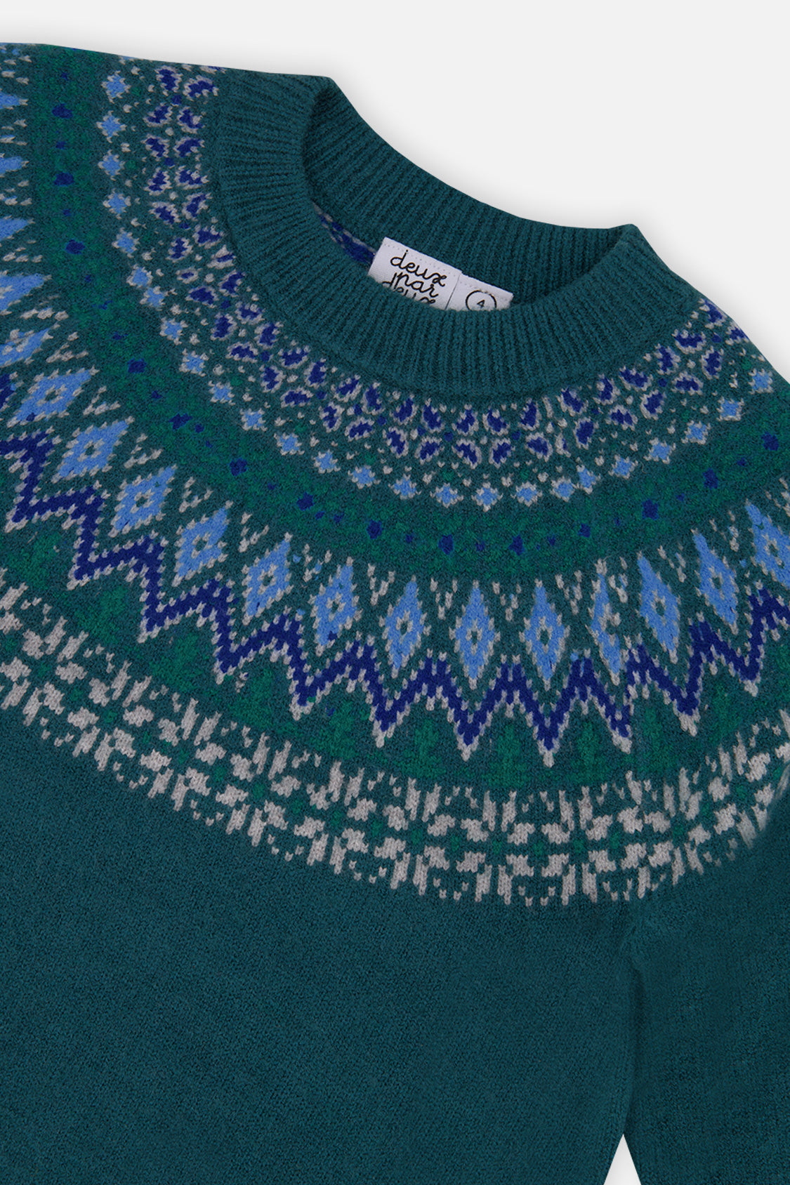 Knit Sweater With Nordic Jacquard Dark Green-2