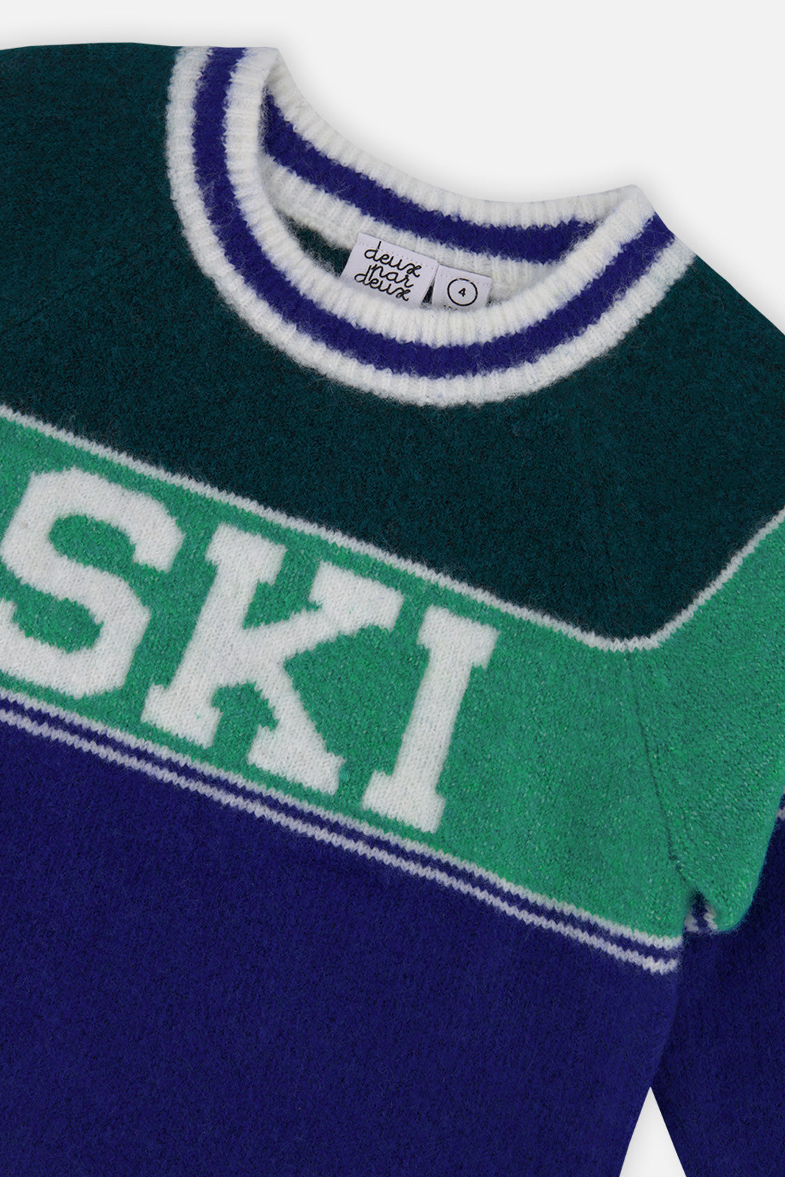 Sweater With Ski Jacquard Dark Blue And Dark Green-2