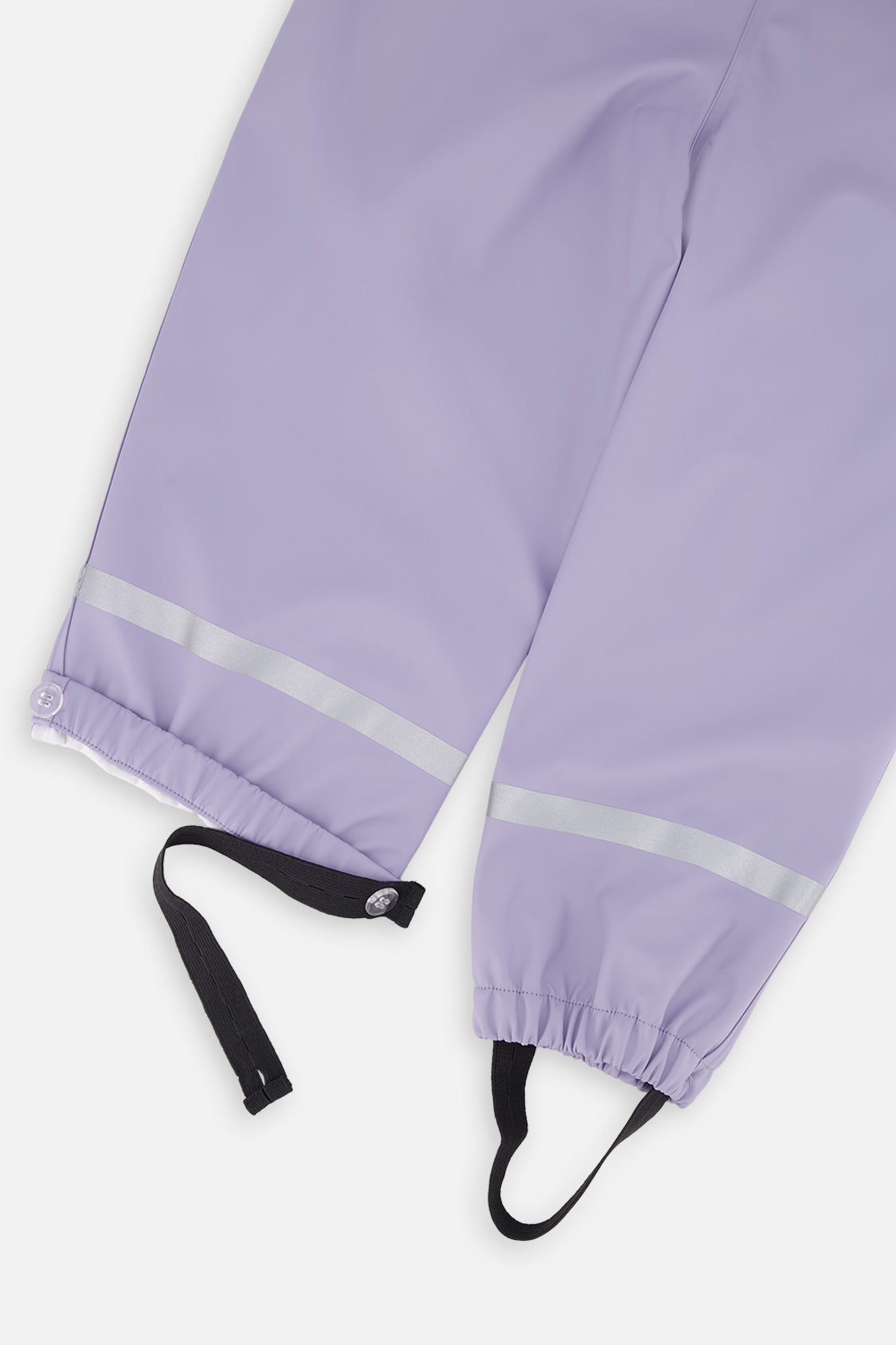 Deux par Deux mauve rain overalls, detail view